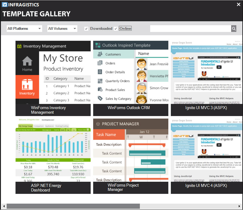Infragistics Template Gallery
