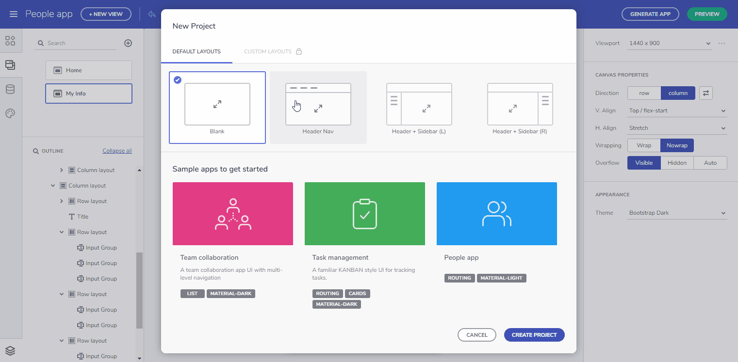 Web App Builder Select Templates and Layout